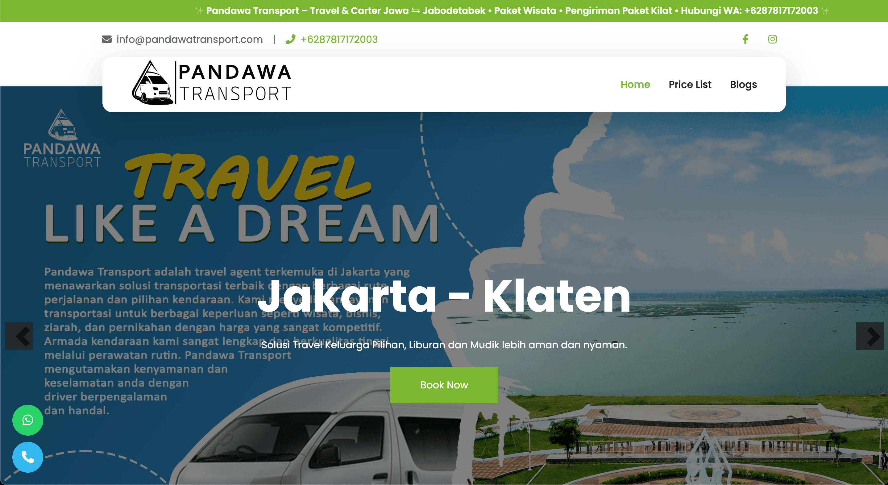 Pandawa Transport – Website Travel & Shuttle Booking Platform
